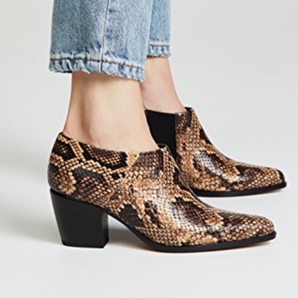 Vince Snakeskin Embossed Bootie